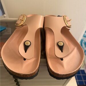 Women's Birkenstock Tan Sandals with Gold Buckle